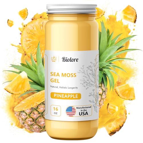 Biolore Sea Moss Gel Pineapple 16Oz - Made in USA Supercharge Your Health with Raw Wildcrafted Irish Seamoss - Essential Vitamins & Minerals - Antioxidant-Rich Vegan Superfood for Immune Support