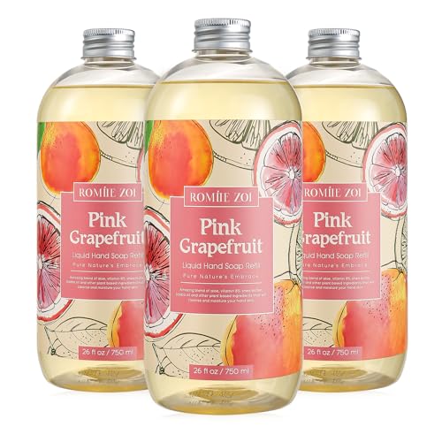 Liquid Hand Soap Refill, Pink Grapefruit, Gentle & Moisturizing Formula, 750 ML/ 26 FL OZ(Pack of 3)