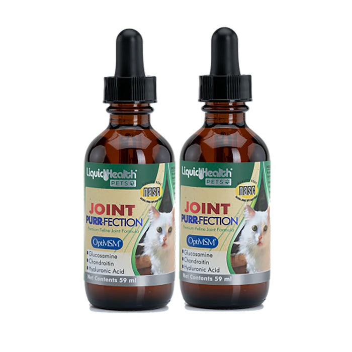 LIQUIDHEALTH 2.3 Oz Liquid Cat Glucosamine Joint Purr-Fection - Hip and Joint Health Relief Support, Chondroitin Feline Droppers -Senior Older Cats, Kittens - (2 Pack)