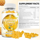 Berberine Gummies with Ceylon Cinnamon 1500mg High Potency Berberine HCL Supplement for Immune and Metabolism Support, Sugar Free Organic Berberine Gummies Pineapple Flavor - 60 Count