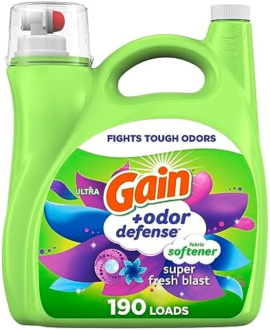Gain + Odor Defense Liquid Fabric Softener, Super Fresh Blast Scent, 140 oz 190 Loads, HE Compatible