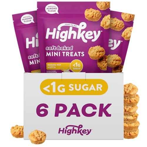 Highkey Low Carb Banana Nut Mini Treats - Keto Snack Pack Gluten Free Muffins Sweet Low Carb Bread Bites Healthy Snacks Adults Kids Sugar Free Diabetic Soft Baked Treat Diet Friendly Food, 2 Oz (Pack of 6)