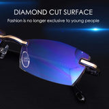 TERAISE Rimless Reading Glasses Fashion Diamond Cut Edge Design Anti-blue Lens Spectacle Readers for Men (2.25 x)