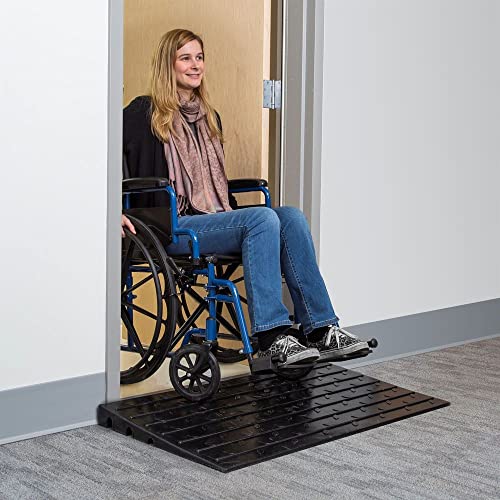 Silver Spring 4" High Rubber 3-Channel Threshold Ramp for Wheelchairs, Mobility Scooters, and Power Chairs, with Slip-Resistant Surface - DH-UP-84