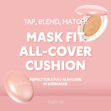 TIRTIR Mask Fit All Cover Pink Cushion Foundation | High Coverage, Semi-Matte Finish, Lightweight, Flawless, Corrects Redness, Korean Cushion, Mini (0.15 oz.), #17C Porcelain