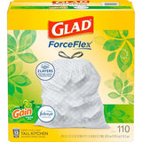 Glad ForceFlex Tall Kitchen Trash Bags, 13 Gal, Gain Original with Febreze, 110 Ct (Pack May Vary)