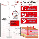 Akarishin Red Light Therapy Lamp- 660nm Red Light,850nm & 940nm Infrared Light Therapy with Height Adjustable Stand,Timer with Digital Display - Effective for Body Pain and Skin Vitality，3 Head