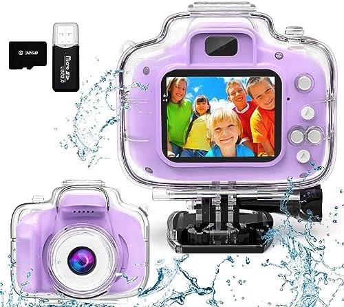 Kids Camera Waterproof Underwater Camera for 3-12 Year Old Boys Girls 2 Inch IPS Screen 1080P HD Digital Kids Video Camera Indoor Outdoor Action Cameras Best Christmas Birthday Gifts