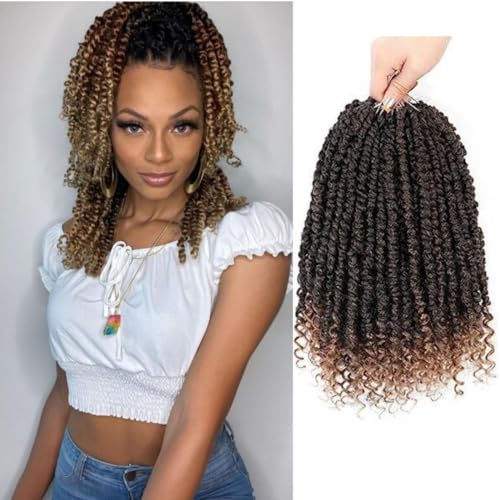 Passion Twist Hair 10 Inch,Passion Twist Crochet Hair,Pretwisted Passion Twist Hair,Short Passion Twist Crochet Braids,Pre Looped Crochet Hair for Black Women(1B/27)