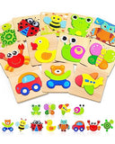 Bekayshad Wooden Puzzles Toddler Toys Gifts for 1 2 3 Year Old Boys Girls, 12 Pack Animal Jigsaw Puzzles Montessori Toys, Learning Educational Christmas Birthday Gifts for Girls Boys Ages 1-3