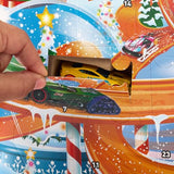 Hot Wheels Toy Cars, 2024 Advent Calendar, 8 1:64 Scale Vehicles, 16 Winter-Themed Accessories & Playmat