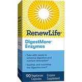 Renew Life Adult Digestive Enzyme - L-Glutamine, DigestMore Plant-Based Foods Enzyme Formula for Men & Women, Smooths Digestive Tract, Vegetarian, 90 Capsules