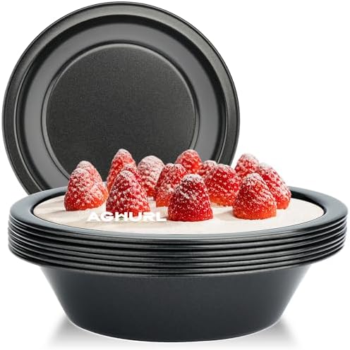 5 inch Mini Pie Pan, 8 Pack Nonstick Small Round Cake Bread and Meat Pie Tins for Oven and Instant Pot Baking