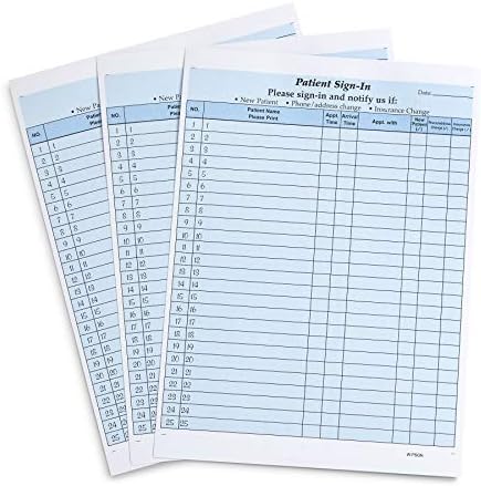 Blue Summit Supplies 125 Patient Sign in Sheets, HIPAA Compliant, Peel Off Adhesive Labels Carbonless 3 Part Forms with, for Privacy in Doctor, Medical, Dental Office, Blue, 125 Pack