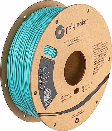 Polymaker PLA Filament, Teal 3D Printer PLA Filament 1.75mm 1kg - PolyLite 3D Printing PLA Filament, Dimensional Accuracy +/- 0.03mm, Compatible with Most 3D Printer, Teal