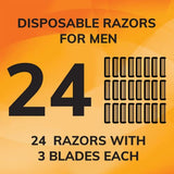 BIC Comfort 3 Disposable Razors for Men for an Ultra-Soothing, Comfortable Shave, 3 8-count Packs of Razors With 3 Blades, 8 Count (Pack of 3)