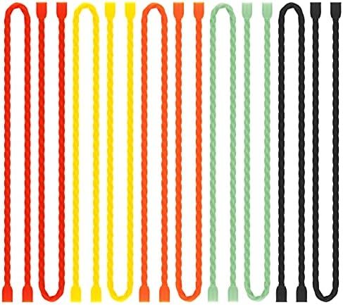 Gesipor 10 PCS 18-Inch Silicone Cable Ties - Reusable Rubber Twist Ties Bendable Cable Ties for Bundling and Holding, All Purpose Cord Tie for Indoor and Outdoor(5 Colors)