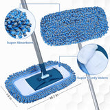 TrueYee Dust Mop for Hardwood Floors with 57" Long Handle Wet & Dry Mops for Catching Pet Hair and Dust Bunny Microfiber Flat Mops for Vinyl, Wood, Tile, Laminate Flooring