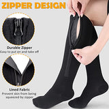 CASMON 2 Pairs Zipper Compression Socks for Women & Men,15-20 mmHg Closed Toe Knee High Support Sock for Varicose Vein Edema