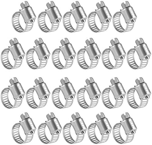 WINL Stainless Steel Hose Clamps - 22 Pack Worm Gear Drive Hose Clamps Micro Size 6 Clamping Range from 5/16 Inch to 7/8 Inch (8mm-22mm) for Automotive Plumbing, 1/2'' Hose Clamps, 3/4'' Hose Clamps
