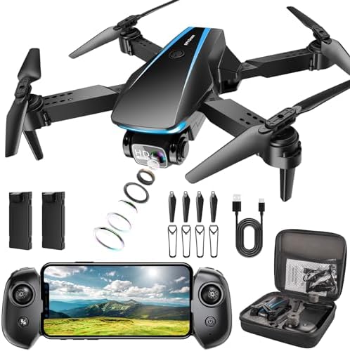 Mini Drone with Camera - Drones for Kids Adults, 1080P HD Foldable Drone with Stable Hover, Auto-Follow, Trajectory Flight, Gravity Control, 90° Adjustable Lens, One Key Take Off/Land, 3D Flip