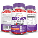 (2 Pack) Ultra Quick Keto ACV Gummies Extreme 2000MG Ultraquick Keto Gummies Apple Cider Vinegar Formulated with Pomegranate Beet Juice Powder B12 Vegan Non GMO 120 Gummys