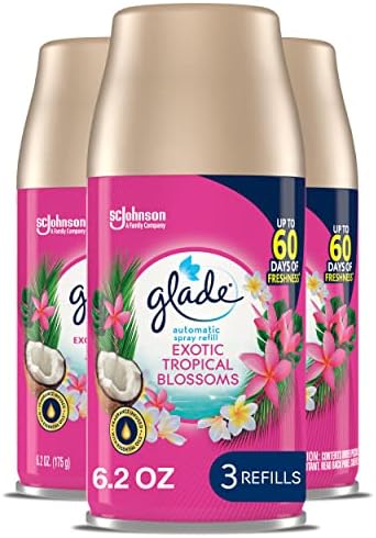 Glade Automatic Spray Refill, Air Freshener for Home and Bathroom, Tropical Blossoms, 6.2 Oz, 3 Count