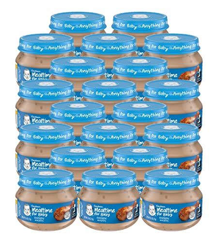 Gerber Mealtime for Baby 2nd Foods Baby Food Jar, Chicken & Gravy, Non-GMO Pureed Baby Food with Essential Nutrients, 2.5-Ounce Glass Jar (Pack of 20 Jars)
