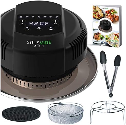Sousvide Art 7-in-1 Instant Pot Air Fryer Lid 8 qt, Instant Pot Pressure Cooker Attachment - Fryer Lid - Instapot Accessory - Air Fryer Accessories Combo with Basket, Rack, Mat, Tongs, Cookbook