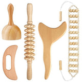 YMM 5-in-1 Wood Therapy Massage Tools for Body Shaping, Professional Lymphatic Drainage Massager, Maderoterapia Kit, Anti Cellulite Massage Roller Body Sculpting Tools Set (Utility Type)