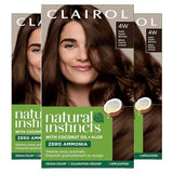Clairol Natural Instincts Demi-Permanent Hair Dye, 4W Dark Warm Brown Hair Color, Pack of 3