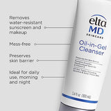 EltaMD Oil-In-Gel Facial Cleanser, Daily Gentle Face Cleanser, Removes Long-Wear Makeup, Hard to Remove Sunscreen, Sweat, and Pollutants 3.4 oz Tube