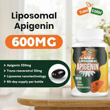 Liposomal Apigenin Supplements - Apigenin 550mg and Trans-Resveratrol 50mg, High Bioavailability Apigenin Capsules, Apigenina - Flavonoid Antioxidants, 120 Softgels (Pack of 2)
