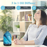 Essential Oil Diffuser Aromatherapy Diffuser - 120ml Glass Ultrasonic Cool Mist Scent Aroma Diffuser, Whisper Quiet with Auto Shut-Off, 4 Timer Setting &7 Colors Night Light for Home (Grey Wave)