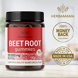 HERBAMAMA Beet Root Gummies - Chewable Vitamins from Beet Root Extract - Beet Root Supplements for Bolstering Energy Levels - 12000 mg, 90 Chews
