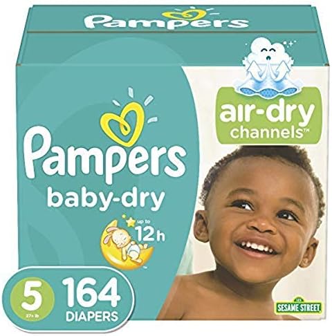 Diapers Size 5, 164 Count and Baby Wipes - Pampers Baby Dry Disposable Baby Diapers, ONE Month Supply with Pampers Complete Clean Scented Baby Wipes, 1152 Count