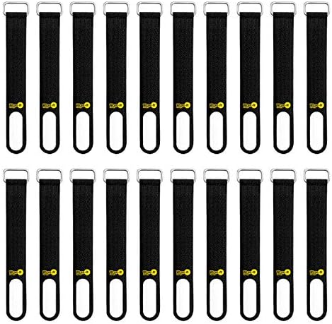 Wrap-It Storage Cinch-Straps, 5-in (20-Pack) Black - Hook and Loop Strap with Write on Label for Easy Cord Identification and Cable Management