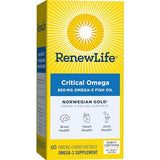 Renew Life Norwegian Gold Critical Omega, Omega-3 Fish Oil, 60 Burp-Free Softgels (Pack May Vary)