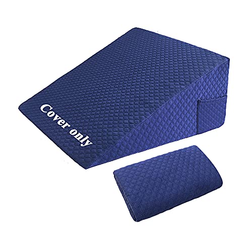 Mistuki Wedge Pillow Cover Quilted Triangle Incline Bed Wedge Pillowcase Slanted Pillow Case Protector(24"x25"x12") with Pocket & Zipper Only Replacement Cover Machine Washable