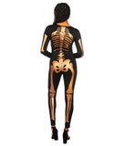 Tipsy Elves Form Fitting & Flattering Skeleton Bodysuits for Halloween - Women's Sexy Skeleton Costume - Women's Gold Skeleton Bodysuit Halloween Costume Size Medium