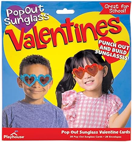 Playhouse Heart Eyes Punch Out Glasses 28 Card Super Valentine Exchange Pack for Kids