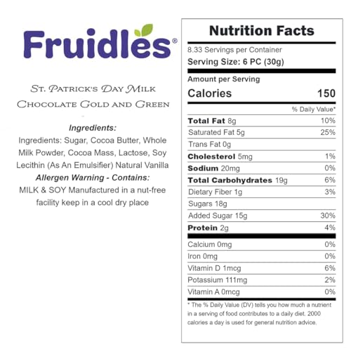 Saint Patrick's Day 25 Shamrock Leprechaun Chocolate Green and Gold Coins, Premium Belgian Nut-Free Milk Chocolate, Kosher Resealable Bag (25-Pack)