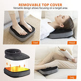 Neuksso Shiatsu Foot Massager Machine, 2-in-1 Foot and Back Massager with Heat, Kneading Foot Massager with 3 Adjustable Heating Levels, 15/20/30 Mins Auto Shut-Off Foot Warmer for Home/Office (Gray)