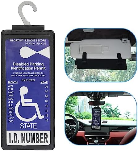 Yuoyar Portable Handicap Placard Holder for Auto - Ultra Transparent Handicapped Placard Holder Protector Hanger Sleeve - Placard Holder for Disability Parking (Black)