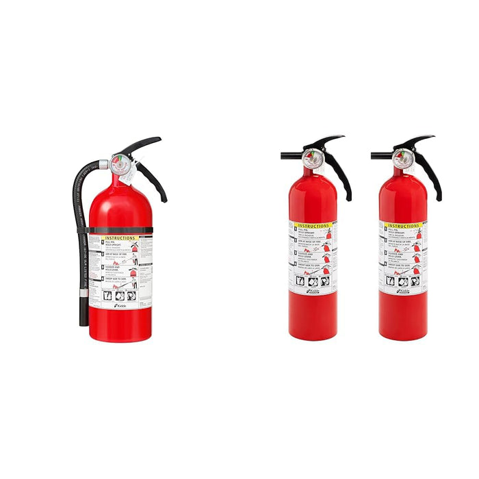 Kidde Fire Extinguisher for Home & Office Use, 2-A:10-B:C, 7.13 Lbs., Hose & Wall Mount & Fire Extinguisher for Home, 1-A:10-B:C, Dry Chemical Extinguisher, Red, Mounting Bracket Included, 2 Pack
