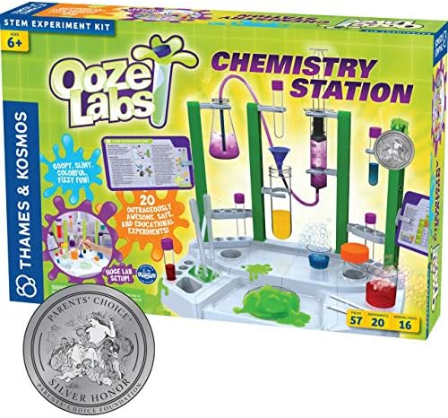 Thames & Kosmos Ooze Labs Chemistry Station Science Experiment Kit, 20 Non-Hazardous Experiments Including Safe Slime, Chromatography, Acids, Bases & More, Multi-Color