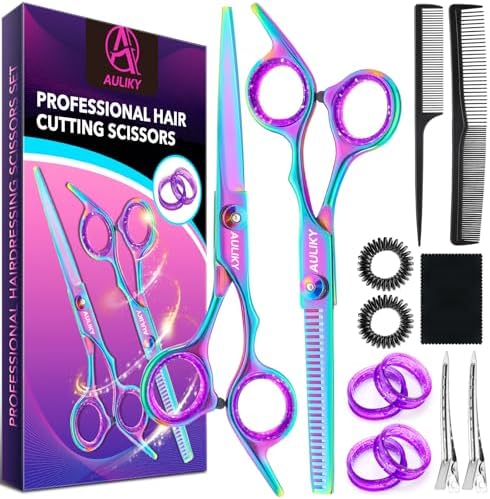 Hair Cutting Scissors Shears Kit, 6.7” Barber Scissors,Professional Haircut Scissors Kit,Stainless Steel Hairdressing Thinning Shears for Barber,Salon,Women,Home,Men