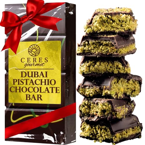 Ceres Gourmet Dubai Chocolate Bar Pistachio 3.5 Oz, Dark Chocolate Knafeh, Perfectly Portioned Packaging Dubai Chocolate, Premium Kunafa Chocolate Bars (3.5 Oz, Dark Chocolate)