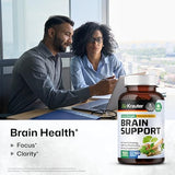 BIO KRAUTER Brain Supplement for Memory and Focus - Memory Pills - Brain Booster Capsules - Organic Ashwagandha, Panax Ginseng and Ginkgo Biloba - 1200 mg - 100 Vegan Caps, No Fillers