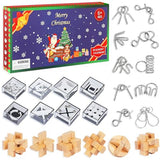 Brain Teaser Puzzle Advent Calendar 2023 for Kids, 24 Days of Christmas Countdown Calendar Gift with 3D Metal Wire and Plastic Puzzle Toys Decoration Holiday Party Favors for Adults Teens Boys Girls